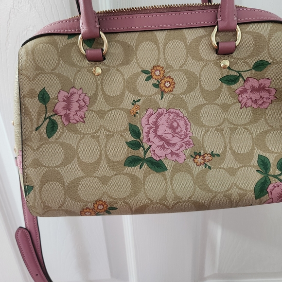 Coach Pink and Tan Floral Satchel - Picture 6 of 9